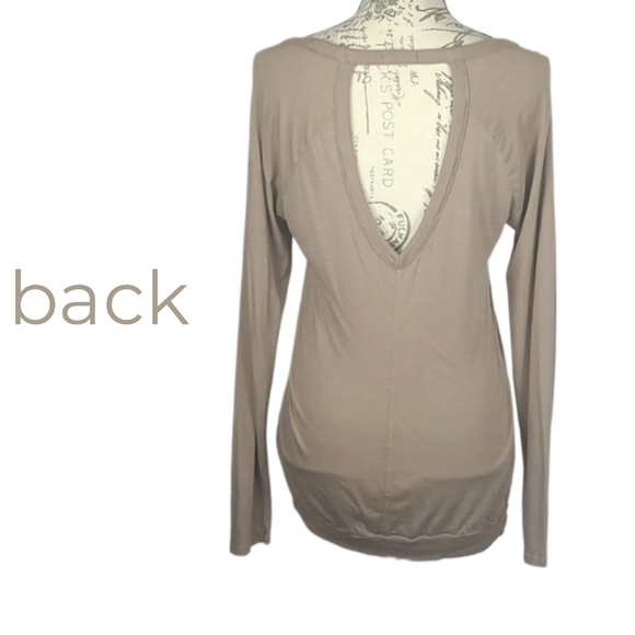 LA Made Open-Back Cotton and Micromodal Blend Longsleeve Top in Beige, S… - Picture 2 of 5